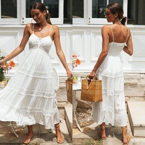 New Boho White Sundress